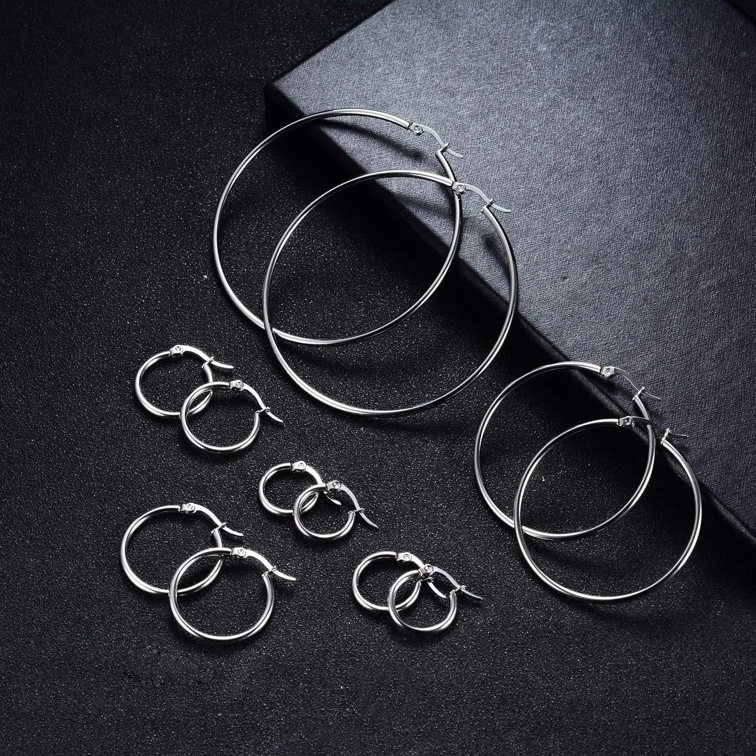 6 Pairs a Set Hoop Earring or 1 Pairs a Set 316L Stainless Steel Hoop Earrings for Women
