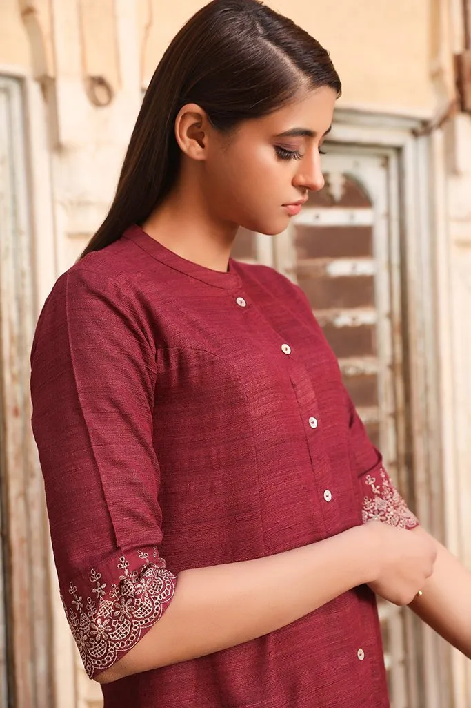 A-Line Khadi Kurta With Delicate Sleeve Work