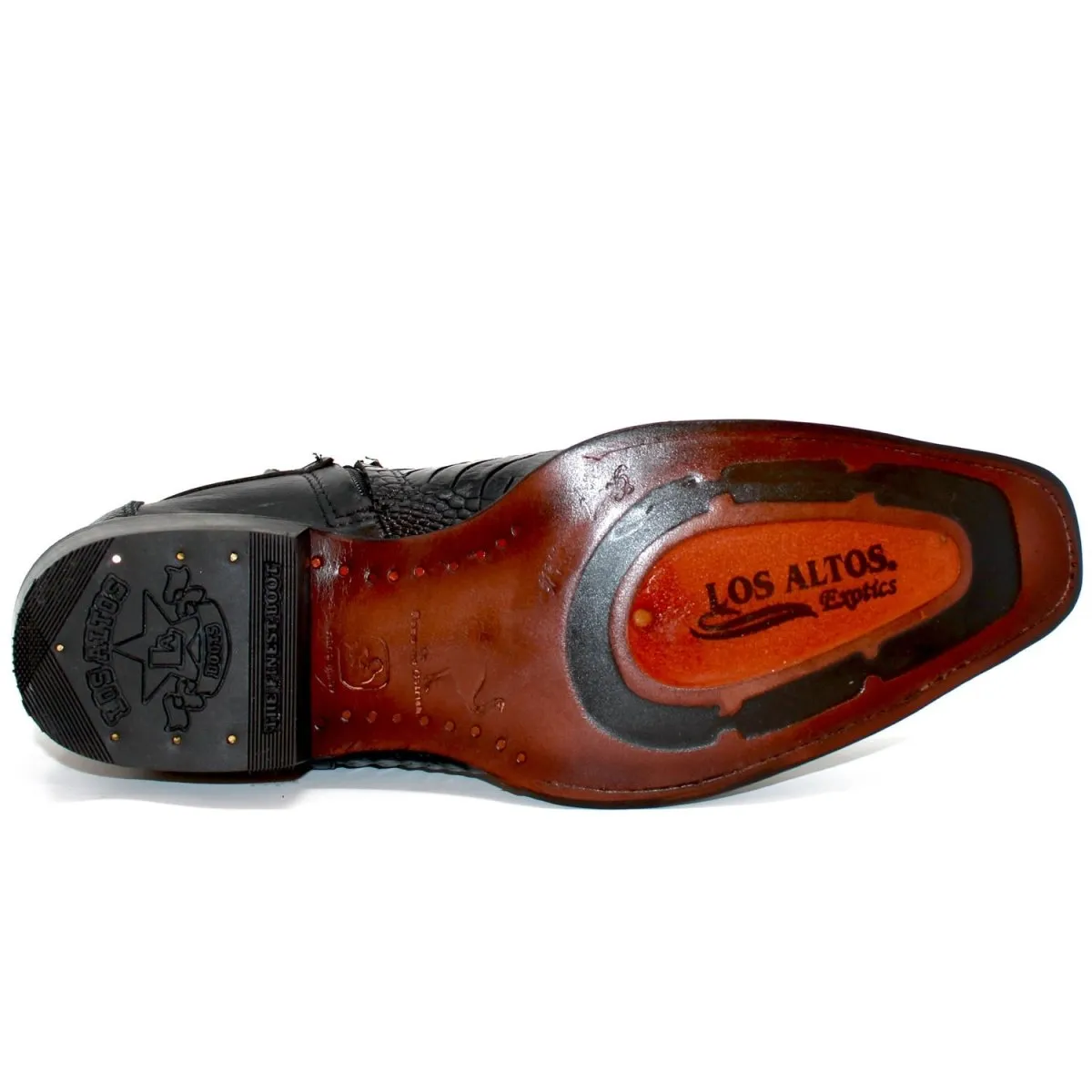 Botines de Pata de Avestruz Original Horma Europea Cuadrada Negro LAB-76B0505