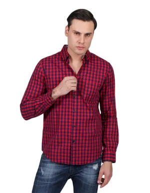 Camisas Para Hombre Manga Larga Cuadros Regular Fit Rojo B25205