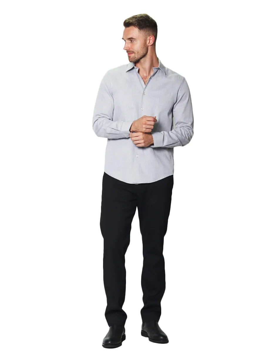 Camisas Para Hombre Manga Larga Micro Cuadros Jackard B45305 Gris