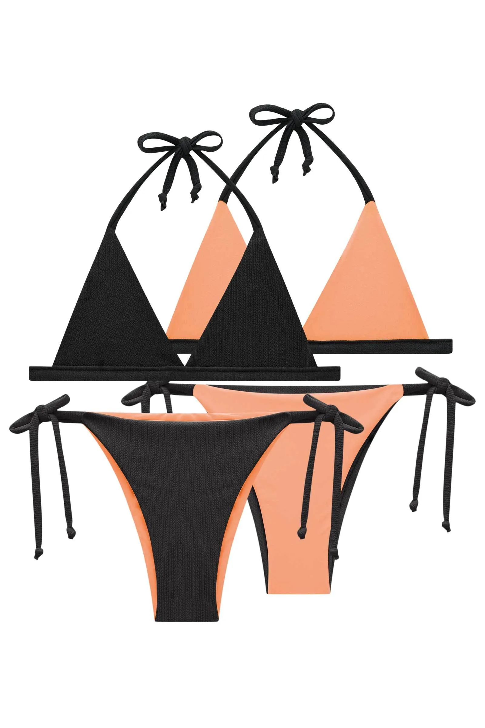 Conjunto de Biquíni Reversível Top Cortininha Amarradinha e Calcinha em Malha UV Dry 50  74191 Vic&Vicky
