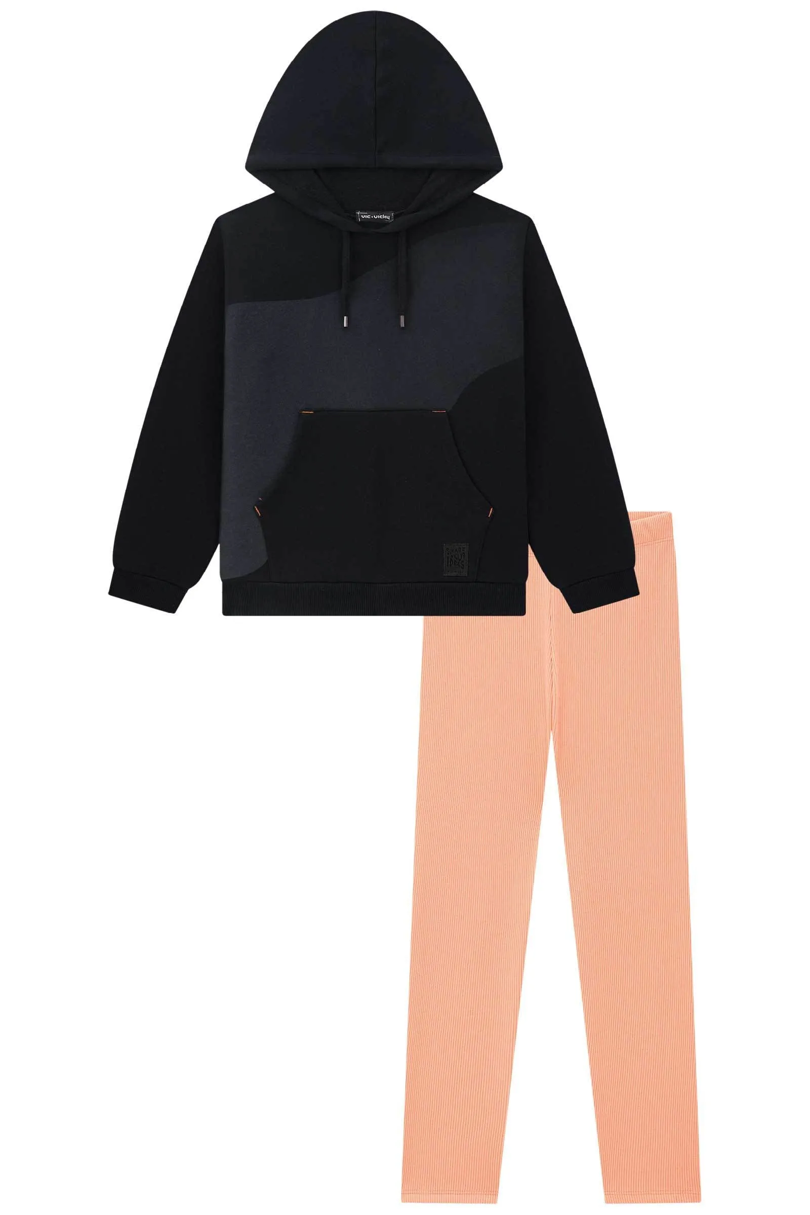 Conjunto de Blusão Alongado em Moletom e Legging em Soft Line 72366 Vic&Vicky