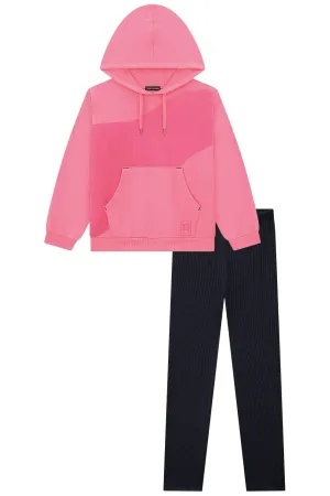 Conjunto de Blusão Alongado em Moletom e Legging em Soft Line 72366 Vic&Vicky