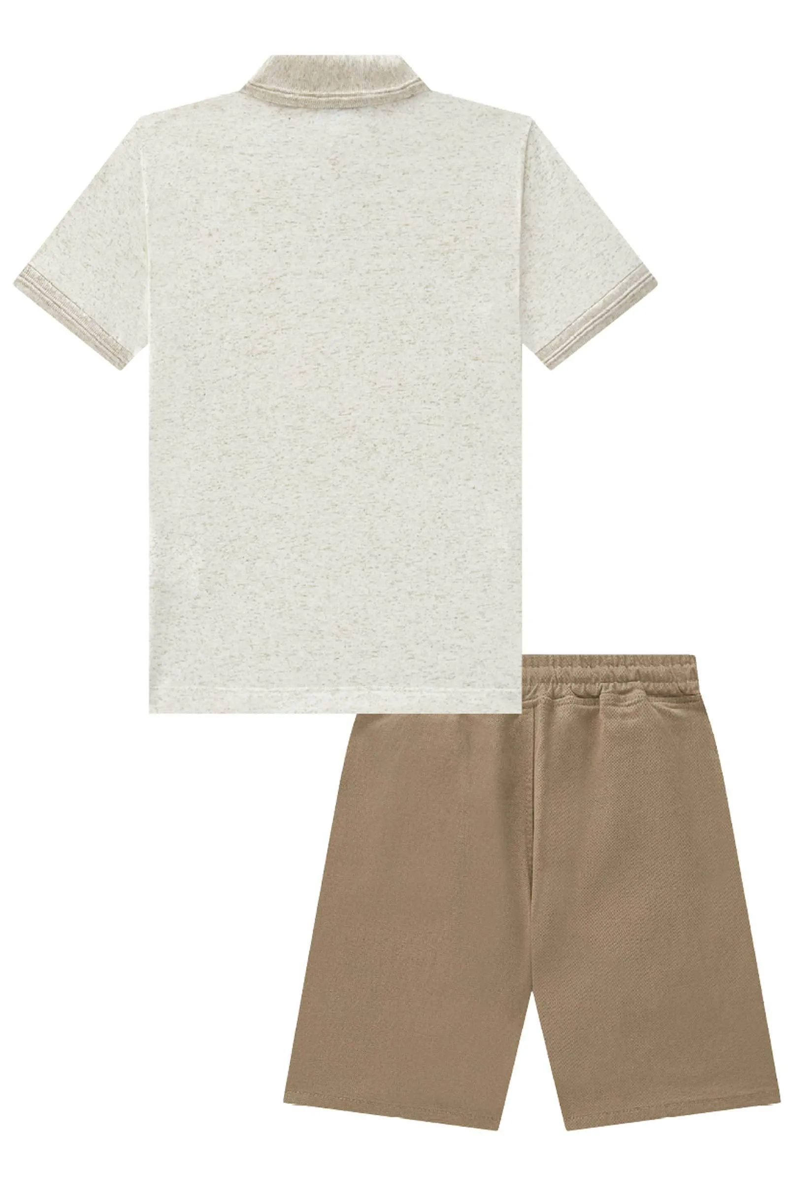 Conjunto de Camisa Polo em Cotton Linho e Bermuda em Sarja Melange com Elastano Super Power 75372 Johnny Fox
