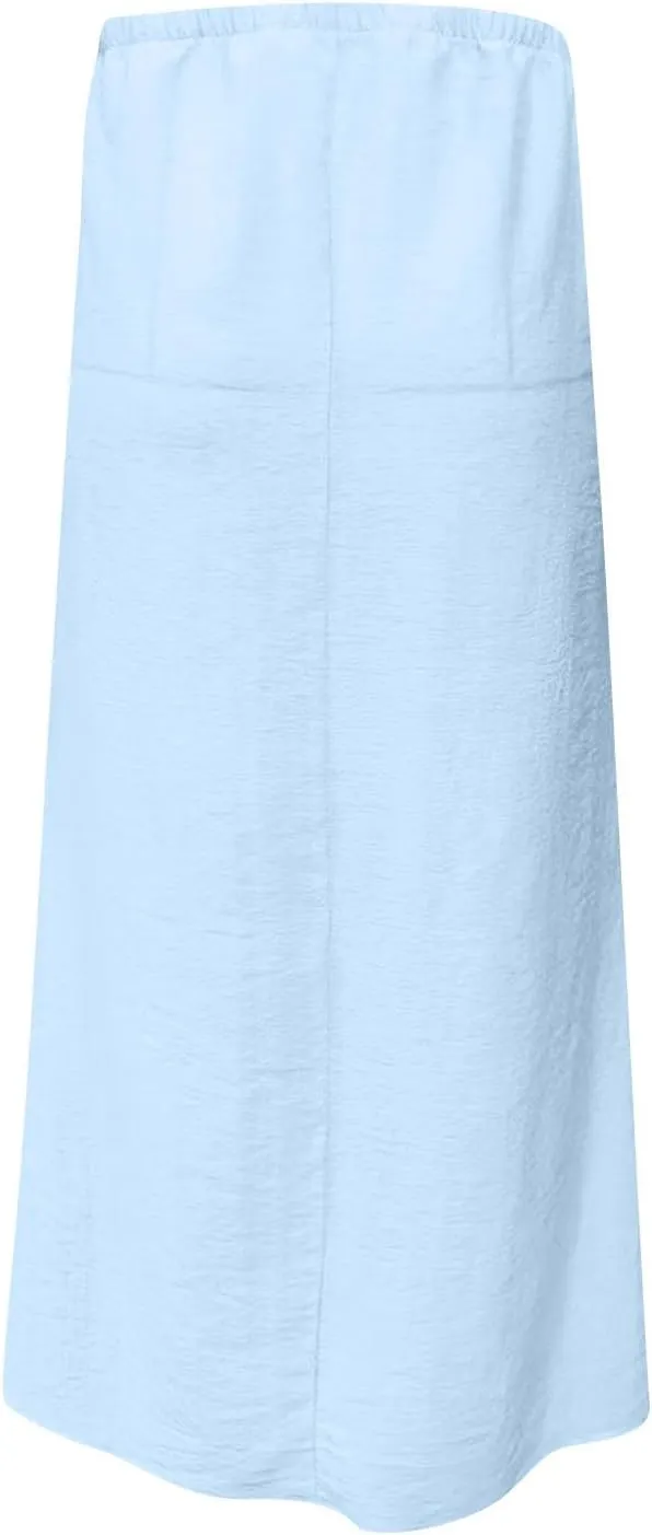 Cotton Linen Maxi Skirts for Women 2025 Drawstring Elastic High Rise Dress A Line Cute Vacation Boho Long Flowy Skirts