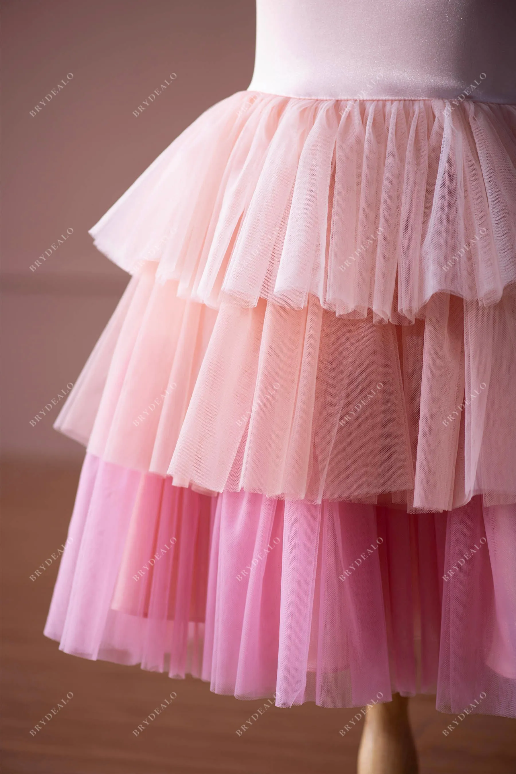 Cute Ombre Knee Length Satin Tulle Flower Girl Dress