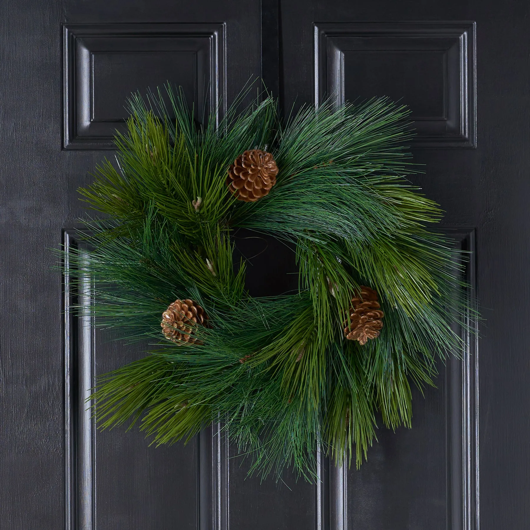 Deluxe Long Needle Pine & Pinecone Faux Winter Greenery Holiday Décor Accent Mini Candle Wreath Centerpiece