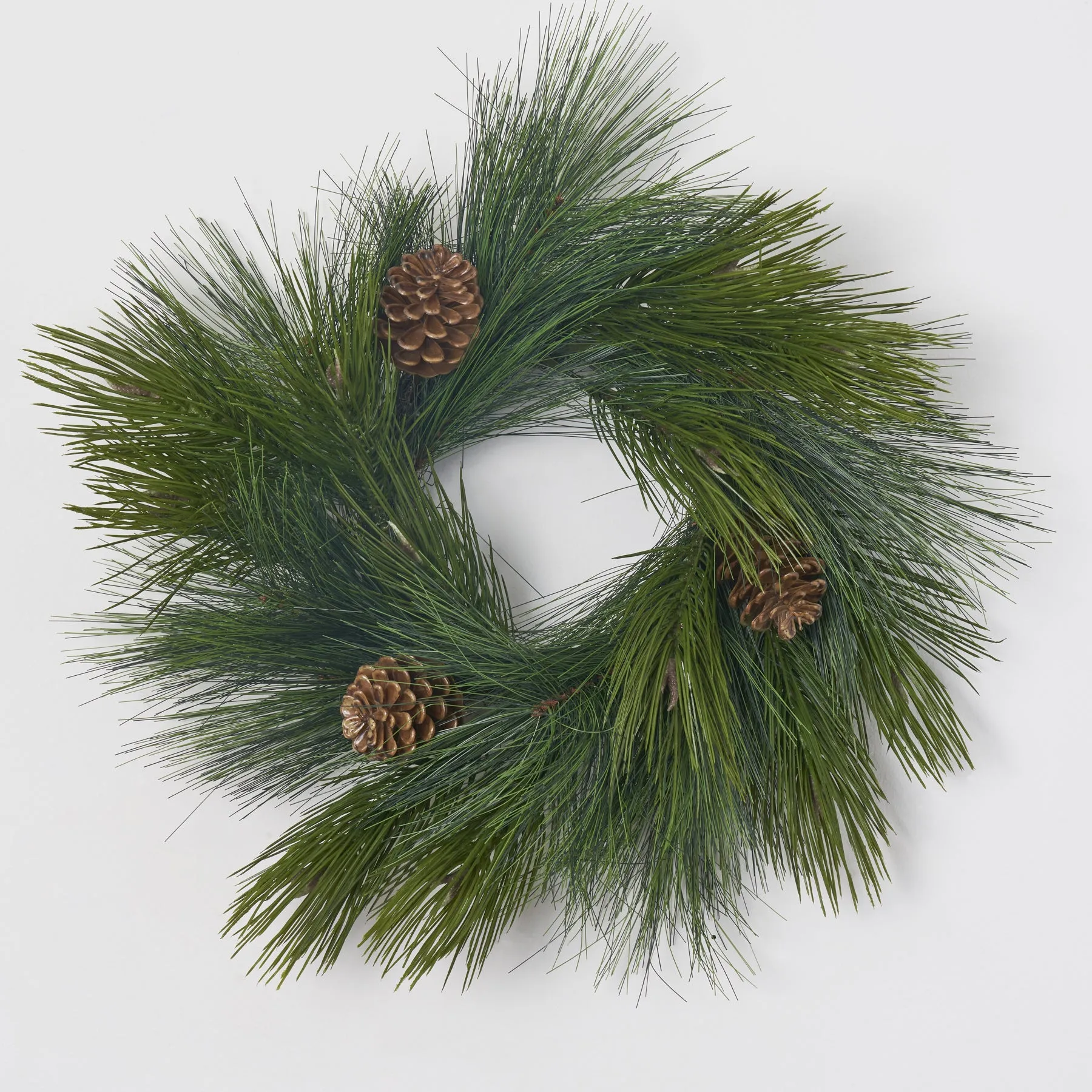 Deluxe Long Needle Pine & Pinecone Faux Winter Greenery Holiday Décor Accent Mini Candle Wreath Centerpiece