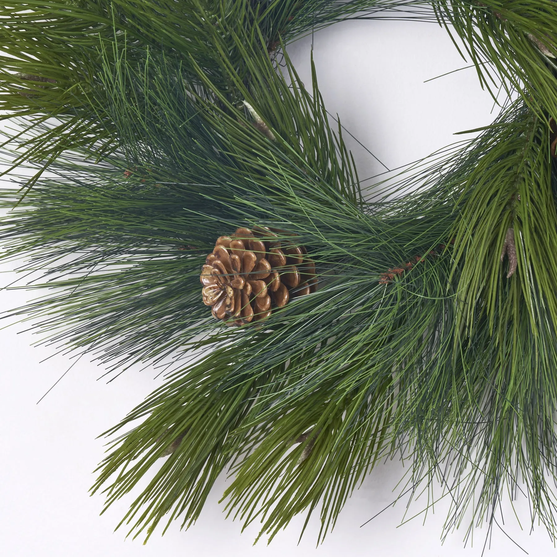 Deluxe Long Needle Pine & Pinecone Faux Winter Greenery Holiday Décor Accent Mini Candle Wreath Centerpiece