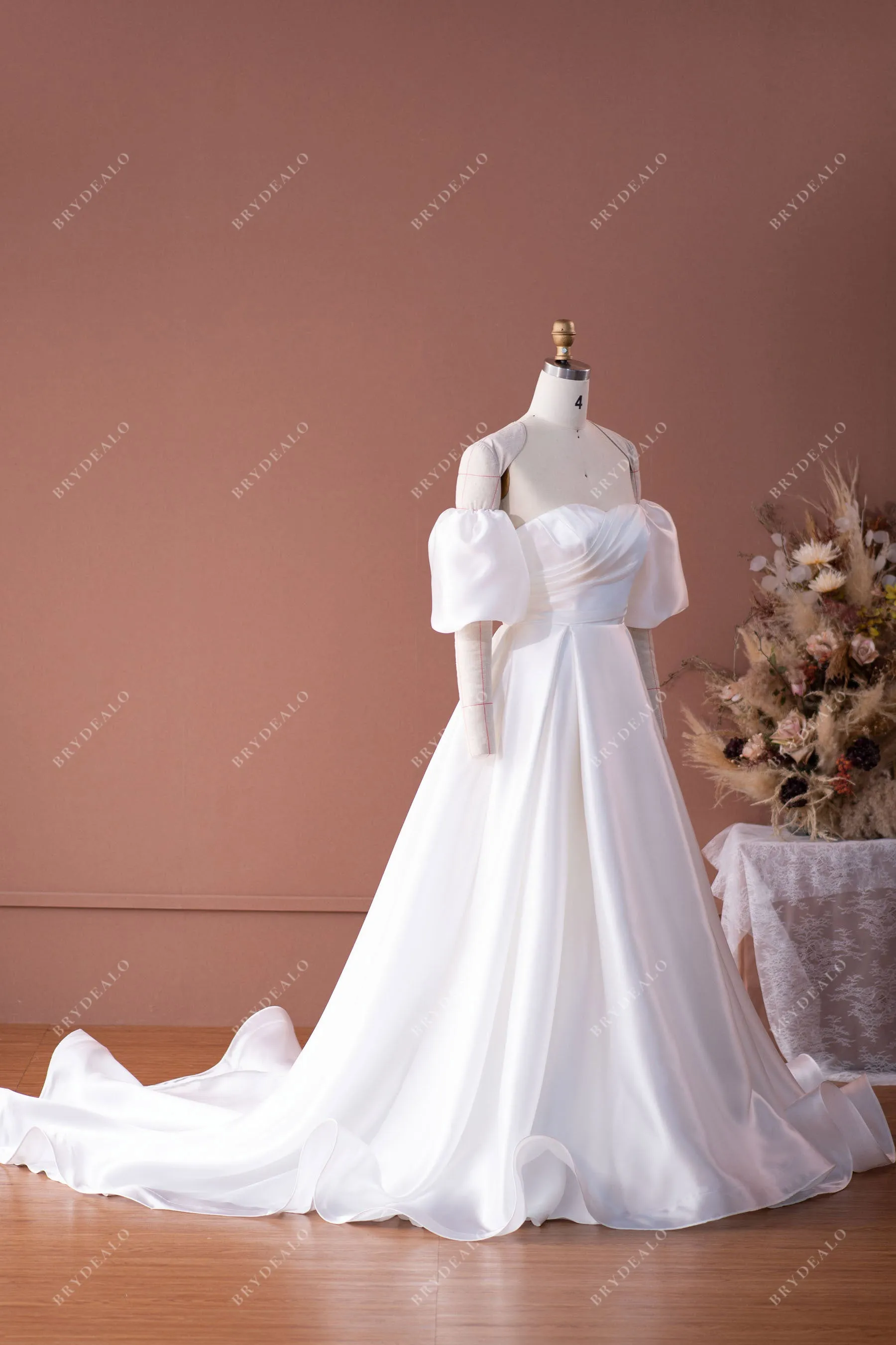 Designer Organza Off-shoulder A-line Bridal Dress