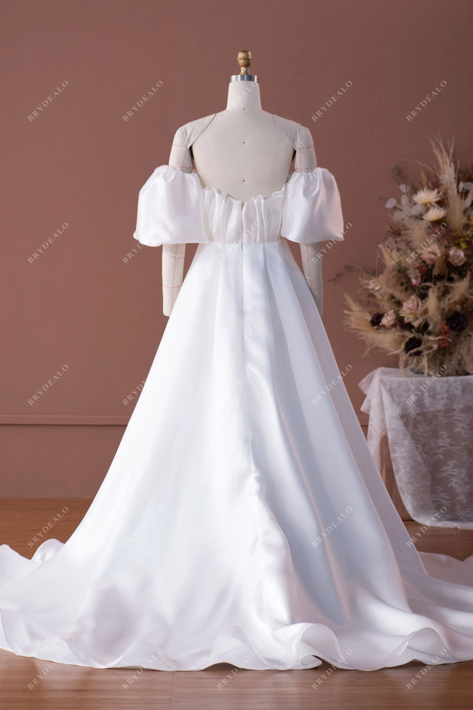 Designer Organza Off-shoulder A-line Bridal Dress