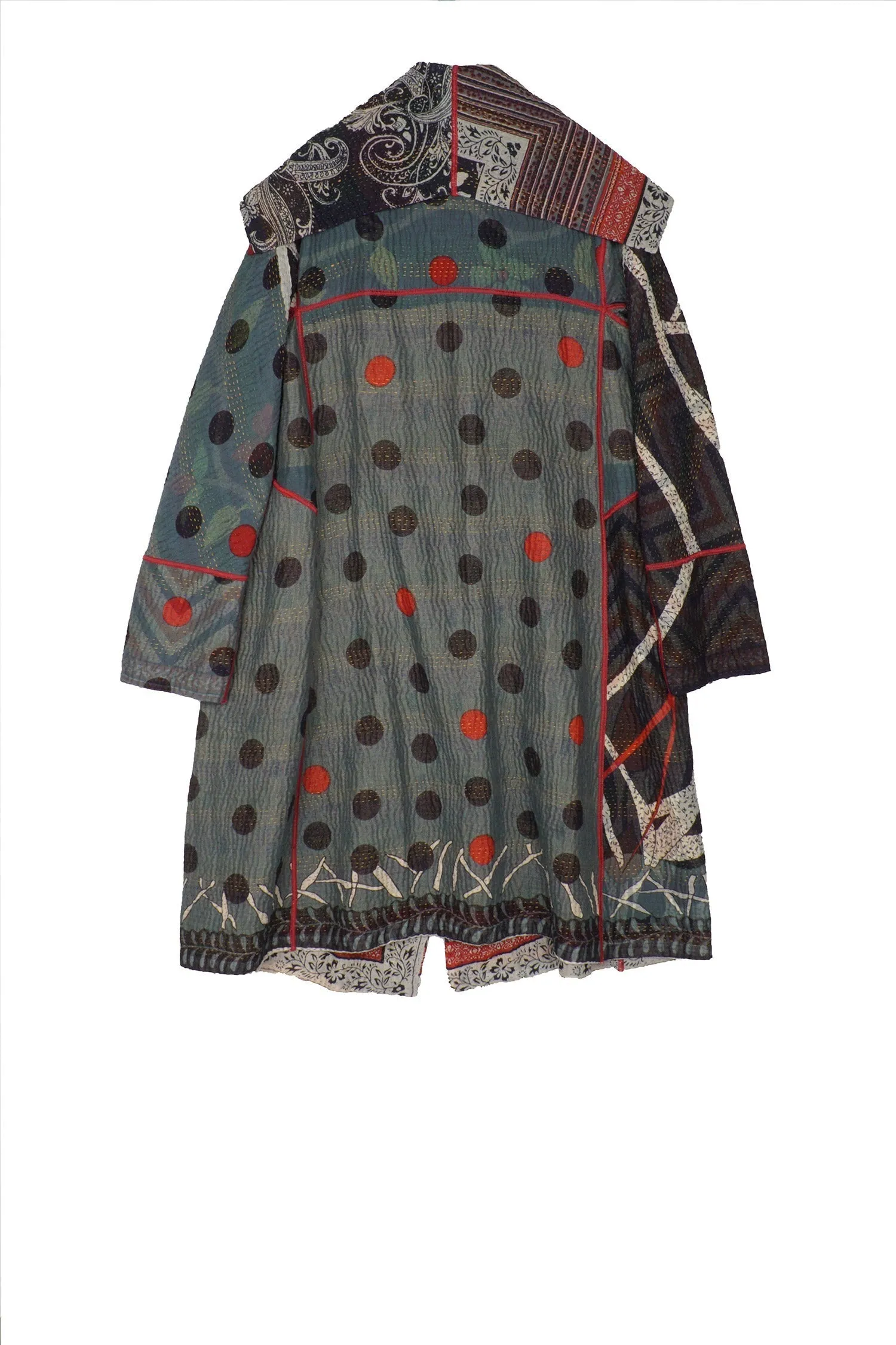 DOT & PAISLEY KANTHA A-LINE COAT - dp4309-nvy -