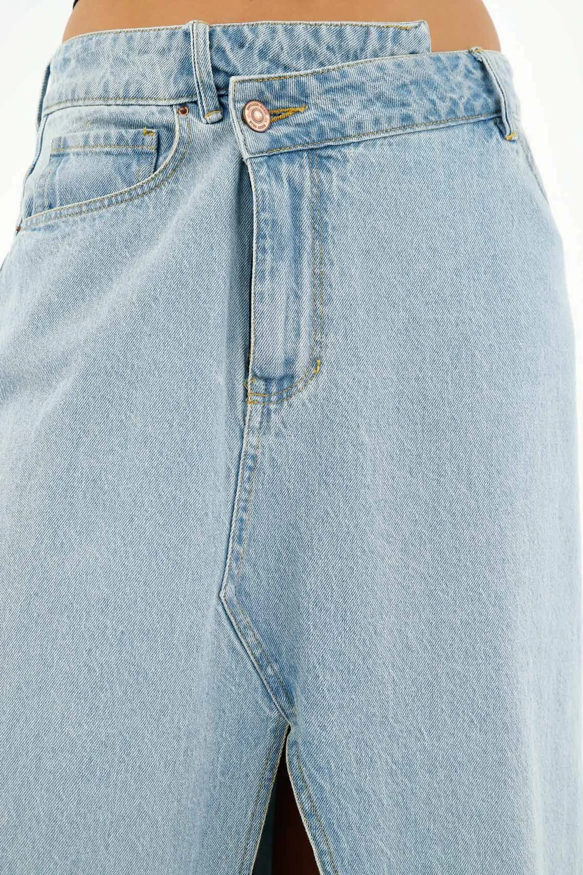 Falda larga azul para mujer