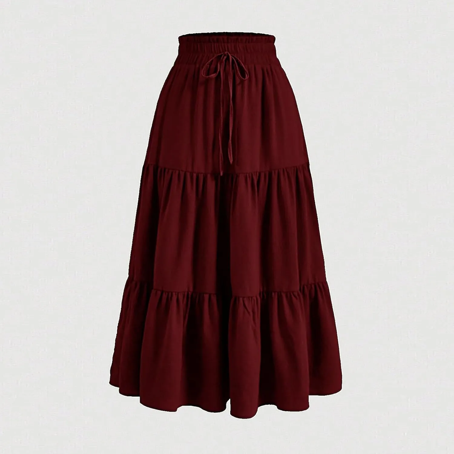 Floral Maxi Skirts for Women Ditsy Floral Tiered Flowy Long Skirt Boho Drawstring High Waisted Aline Ruffle Skirt