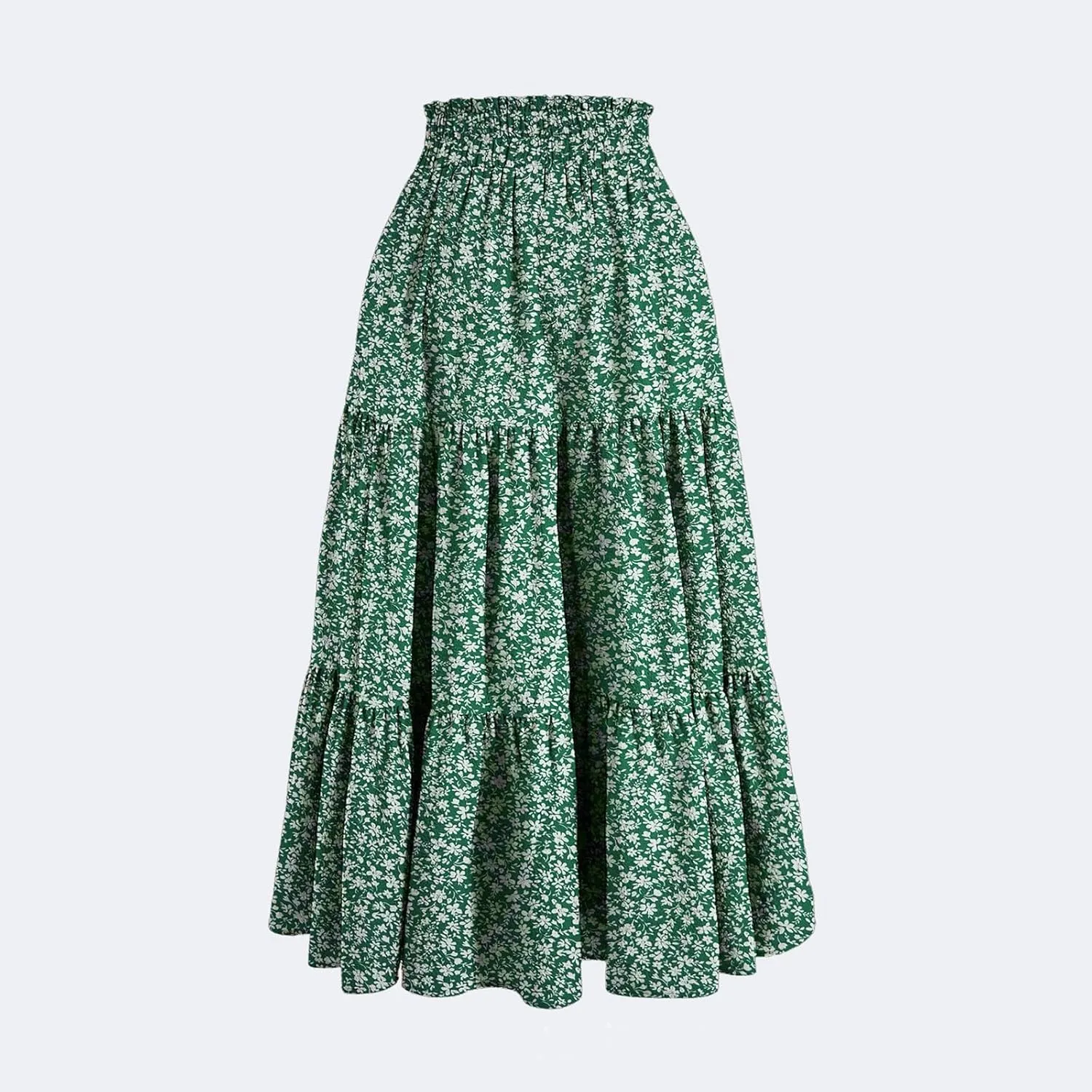 Floral Maxi Skirts for Women Ditsy Floral Tiered Flowy Long Skirt Boho Drawstring High Waisted Aline Ruffle Skirt