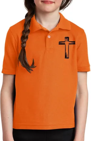 Girls Cross Embroidery Golf Polo Shirts Kids Short Sleeve School Uniforms Teen Summer Button Down Collar Shirt
