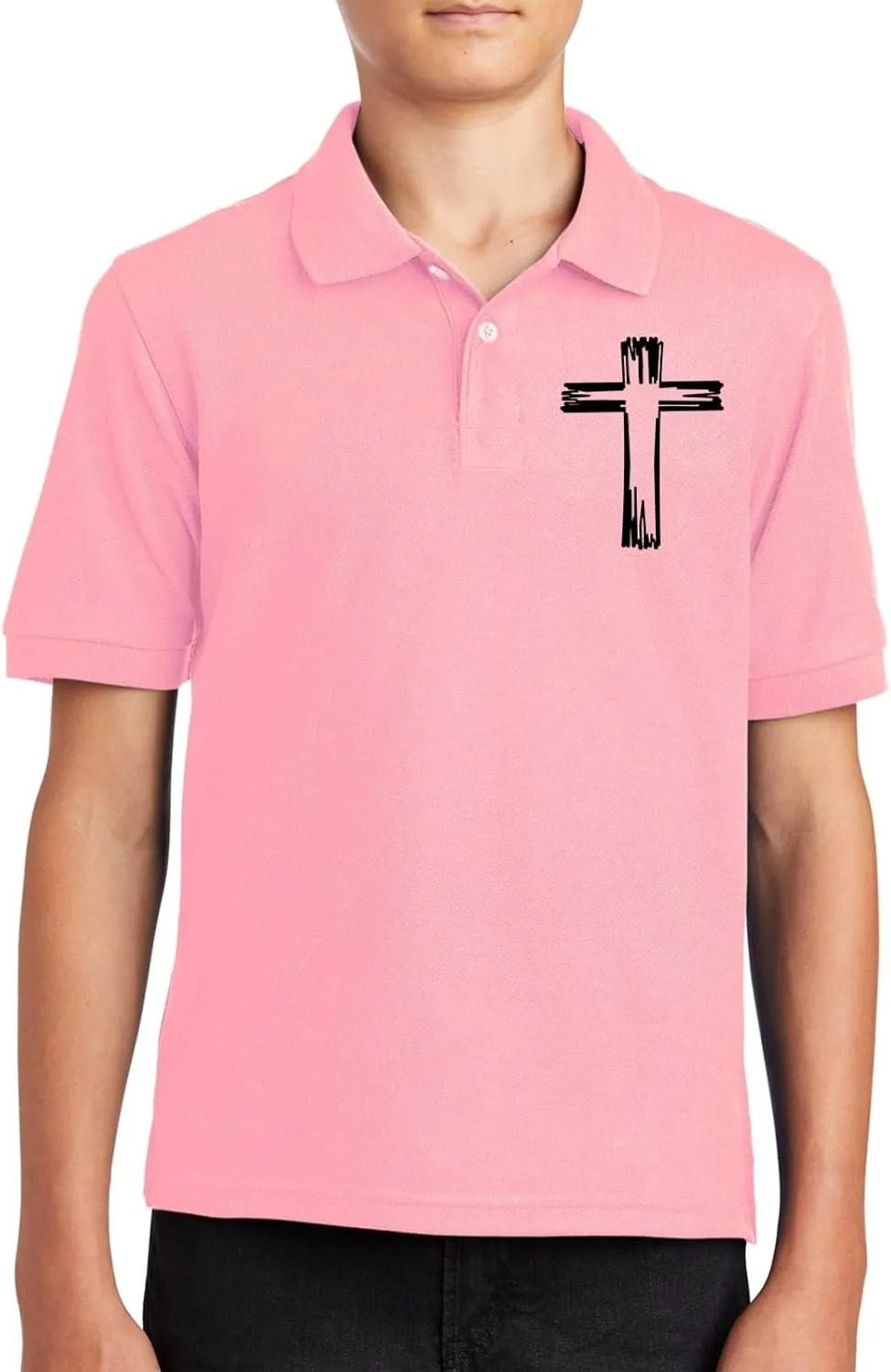 Girls Cross Embroidery Golf Polo Shirts Kids Short Sleeve School Uniforms Teen Summer Button Down Collar Shirt