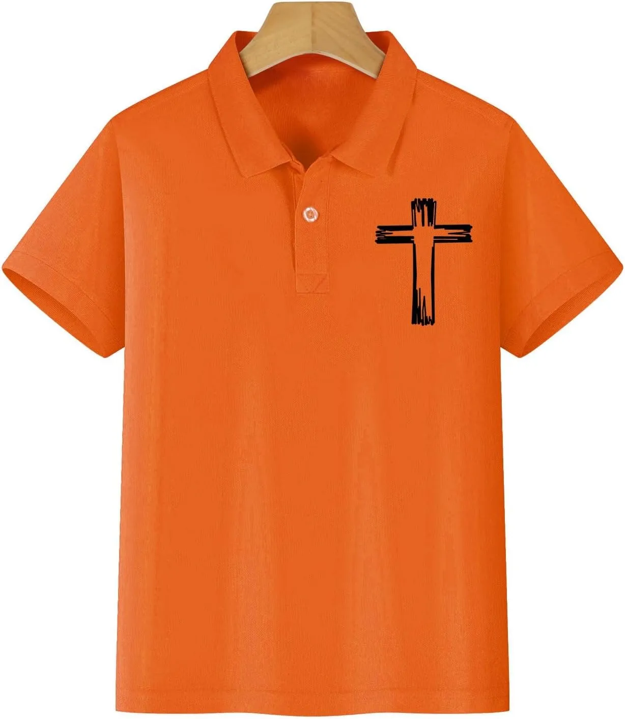 Girls Cross Embroidery Golf Polo Shirts Kids Short Sleeve School Uniforms Teen Summer Button Down Collar Shirt