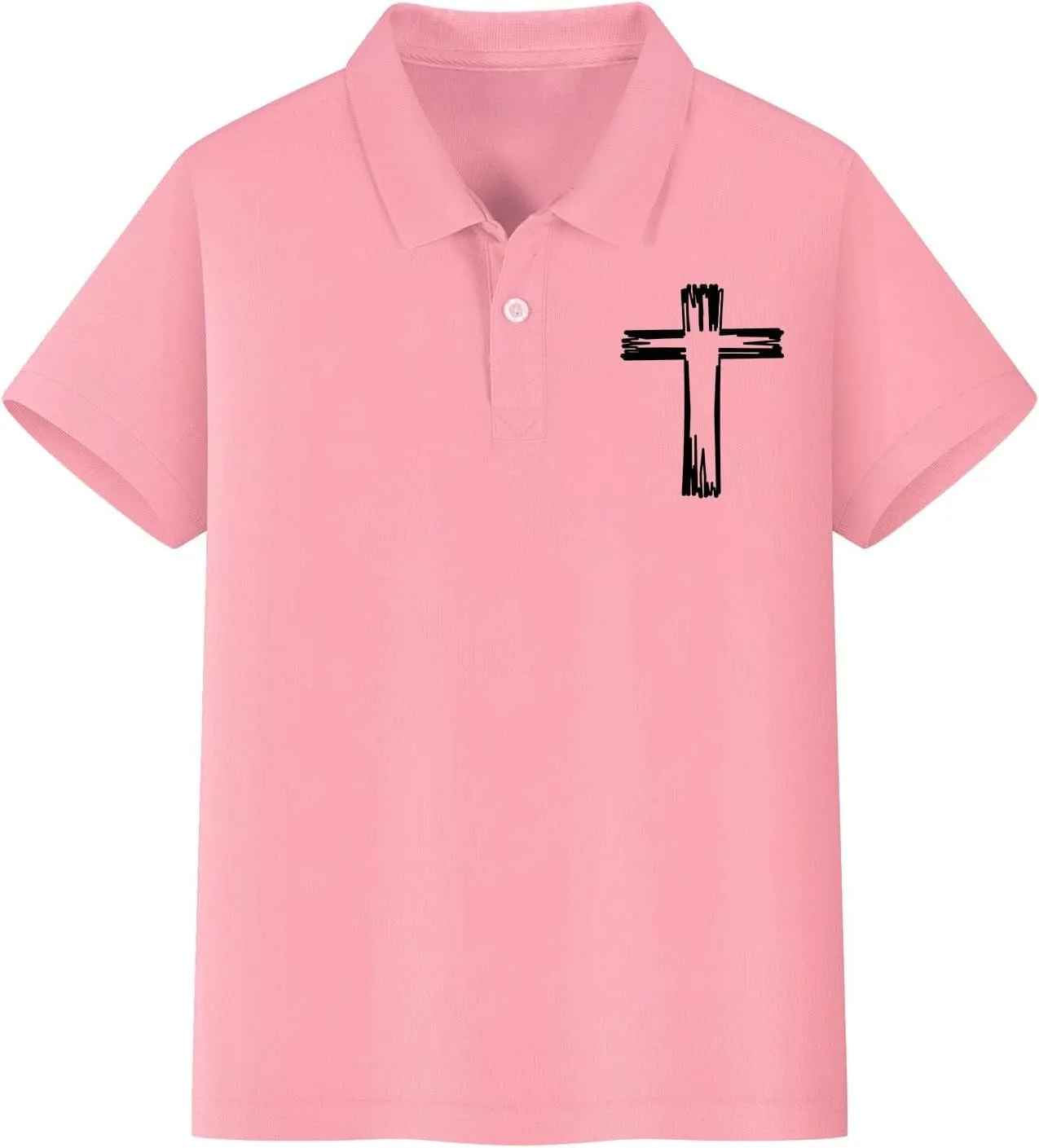 Girls Cross Embroidery Golf Polo Shirts Kids Short Sleeve School Uniforms Teen Summer Button Down Collar Shirt