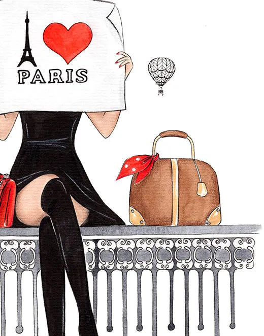I love Paris art print fashion illustration