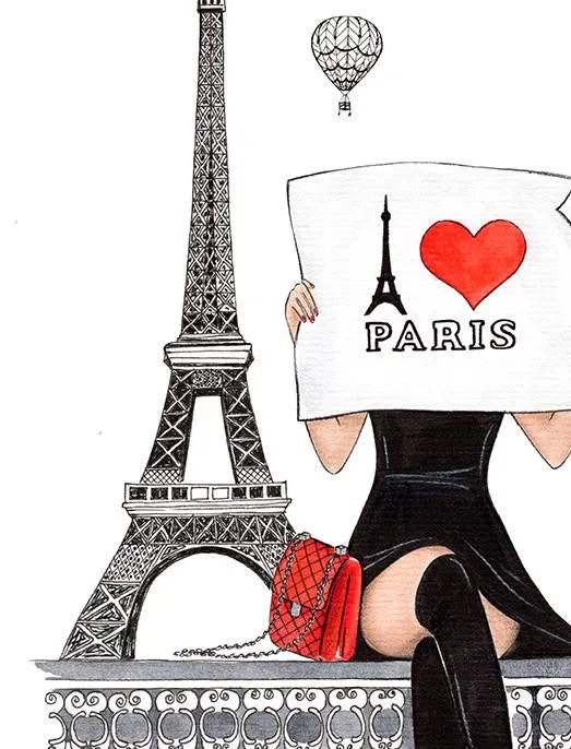 I love Paris art print fashion illustration