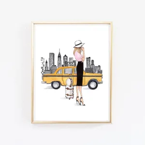 Just arrived in New York girly art print fashion illustration
