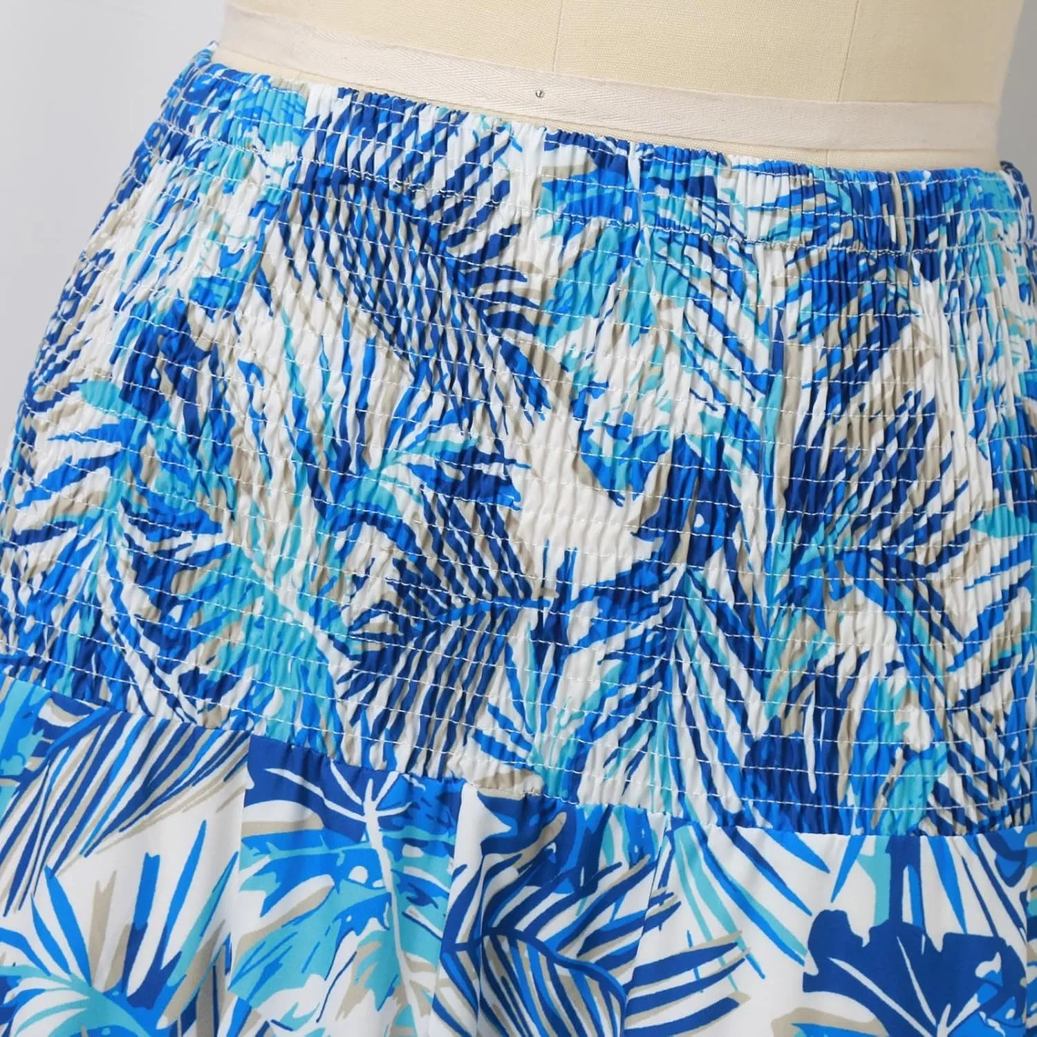Ladies Boho Maxi Skirts Summer Beach Flowy Tiered High Waist A-Line Skirt Vintage Bohemian Mexico Vacation Outfits for Women