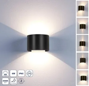 Lámpara De Pared Exterior Negra LED 6W 3000K 600Lm - Iluminación Cálida Para Exteriores .Luminaria.