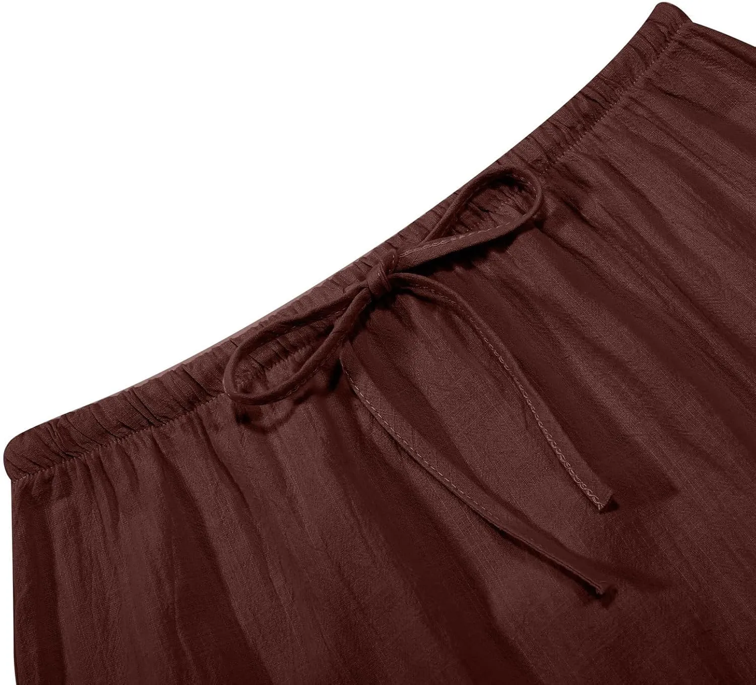 Long Skirts for Women Linen Drawstring Flared Flowy Maxi Skirts Spring Summer Trendy Dressy Casual A-Line Skirt