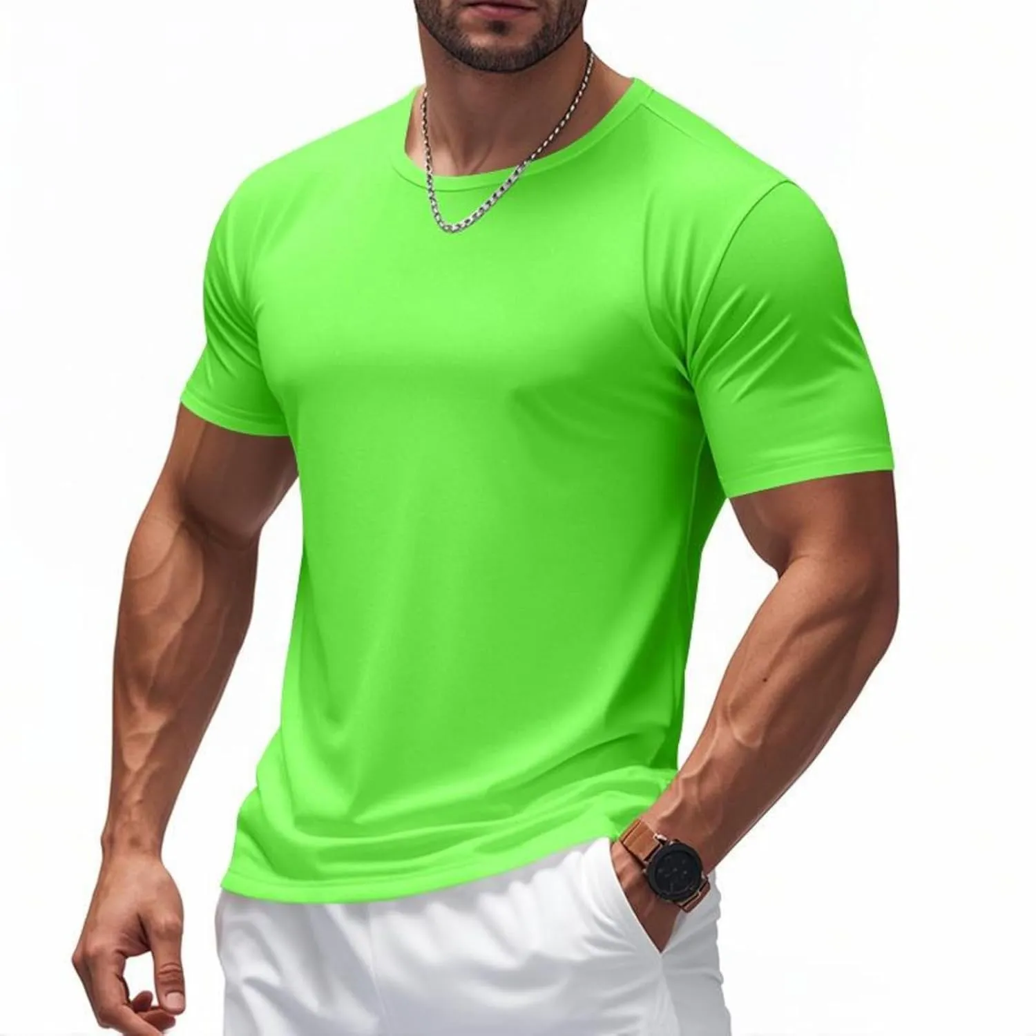 Men Summer T Shirt Short Sleeve Workout Breathable Athletic Running Tees Tops Super Soft Well-Crafted Classic Tee