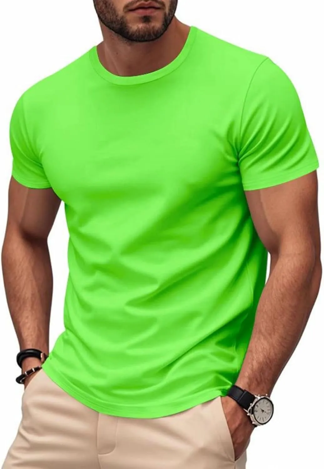 Men Summer T Shirt Short Sleeve Workout Breathable Athletic Running Tees Tops Super Soft Well-Crafted Classic Tee