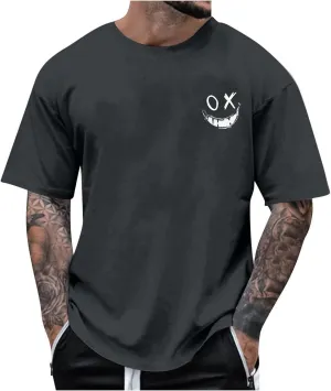 Men's Novelty Graffiti Short Sleeve Tees Vintage Hip Hop T-Shirt Hipster Crewneck Tshirt Holiday Clothes