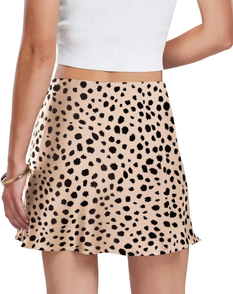 Mini Skirts for Women Satin Silk High Waist Elastic Split Slit Hem Bodycon Short Skirt