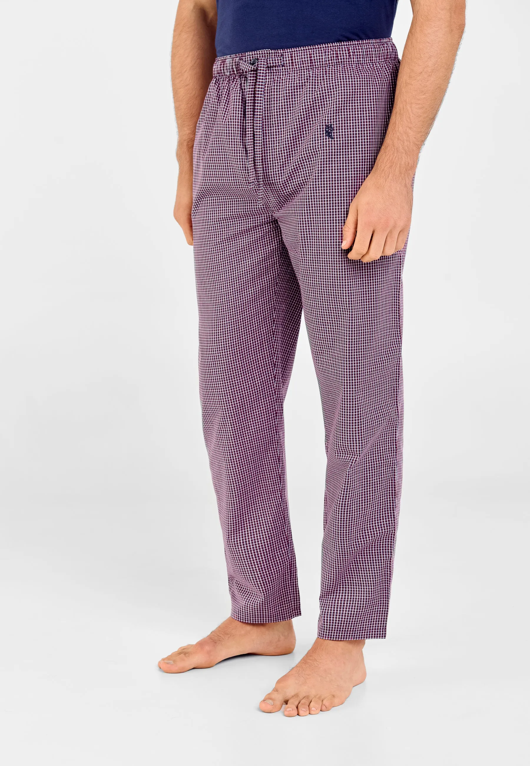 Pantalón Pijama Hombre Largo Algodón Popelín Cuadros - Rojo 8985_90