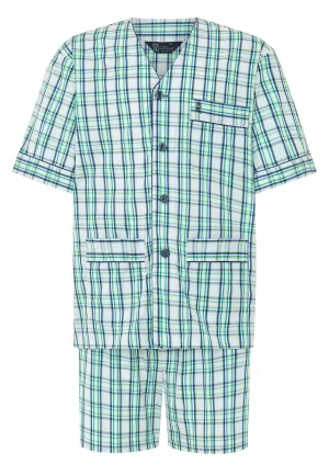 Pijama Hombre Verano Corto Judo Algodón Popelín Cuadros - Verde 4904_39