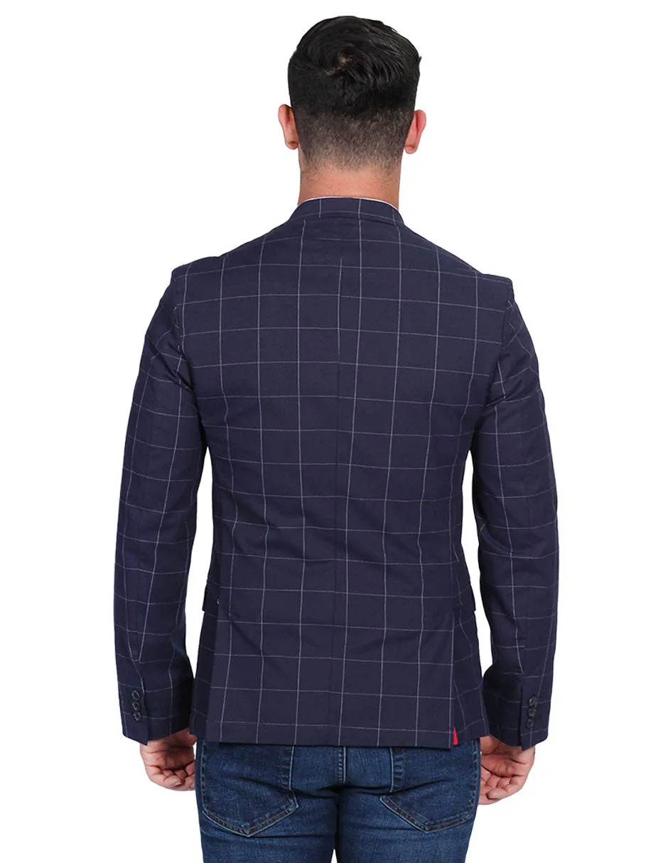 Sacos Para Hombre Blazer Sport Slim Fit Cuadros Marino F21304