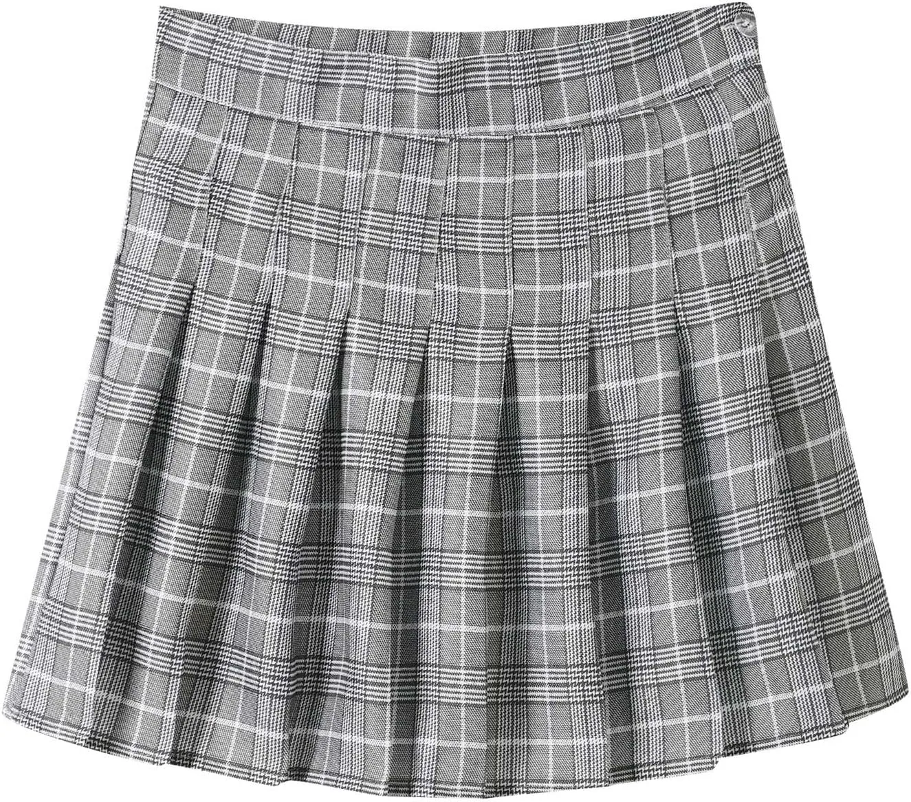 Teen Girls Pleated Mini Skirt Preppy Plaid Skirts Elastic High Waisted Uniform Skirt Plus Size Tartan Skirts for School Girl