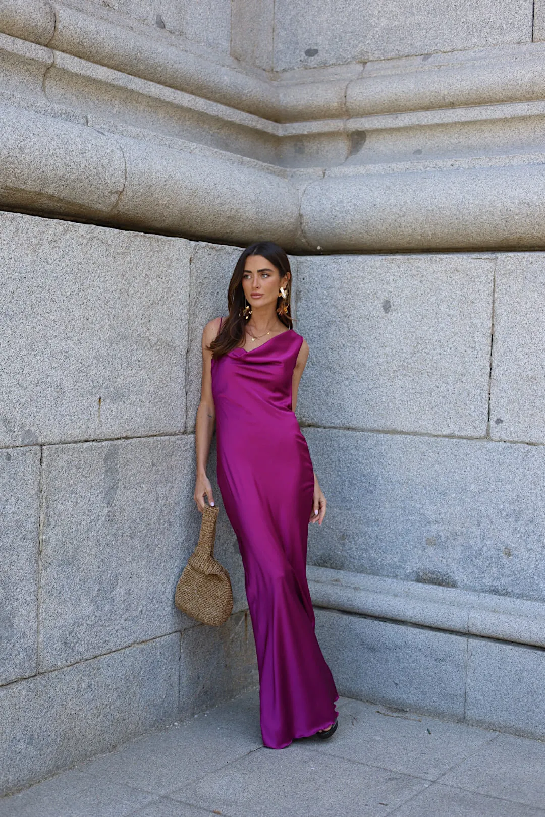 VESTIDO BERINJELA FLUIDO COMPRIDO