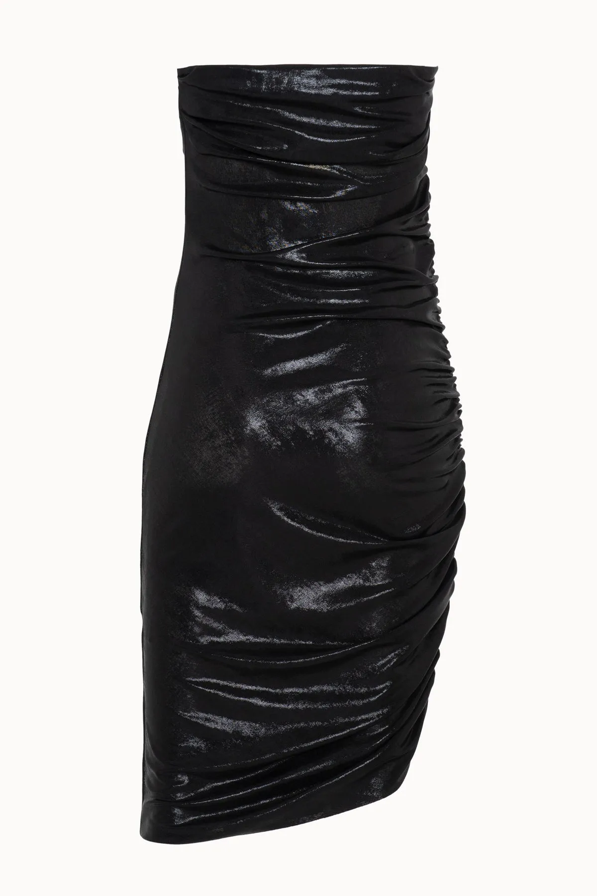 Vestido Curto Drapeado Decote Reto