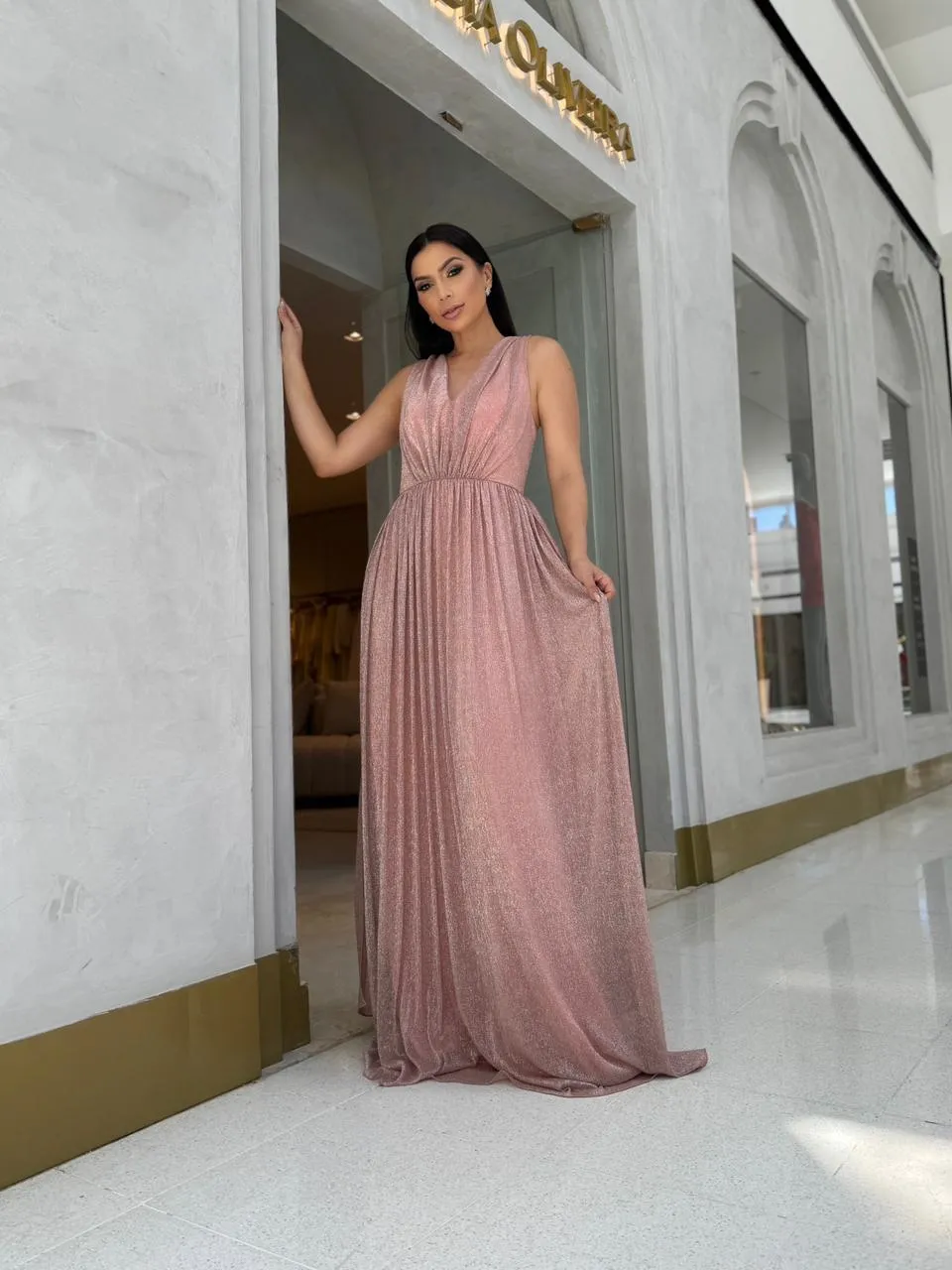 Vestido Fabiana Milazzo Rose Tule Metalizado