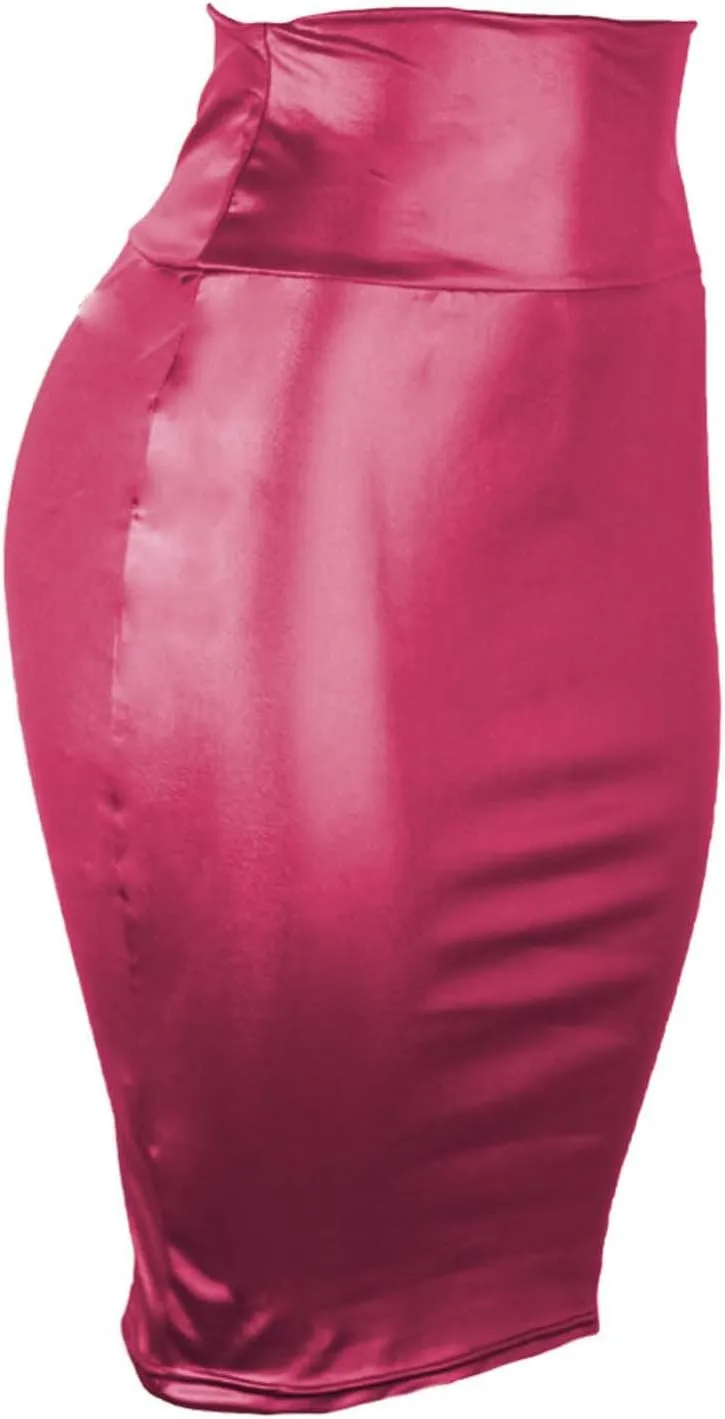 Women Faux PU Leather Bodycon Skirt High Waist Tight Pencil Skirt Sexy Half-Length Wrap Hip Skirt Clubwear