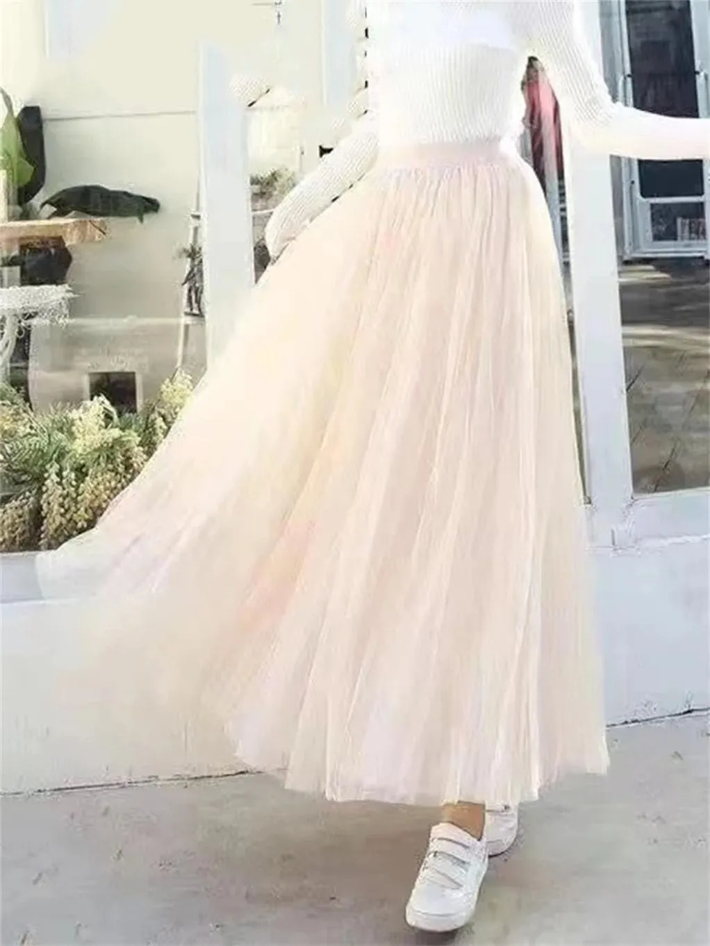 Women Tulle Skirt Mesh A Line Ladies Pleated Skirt High Waist Party Faldas