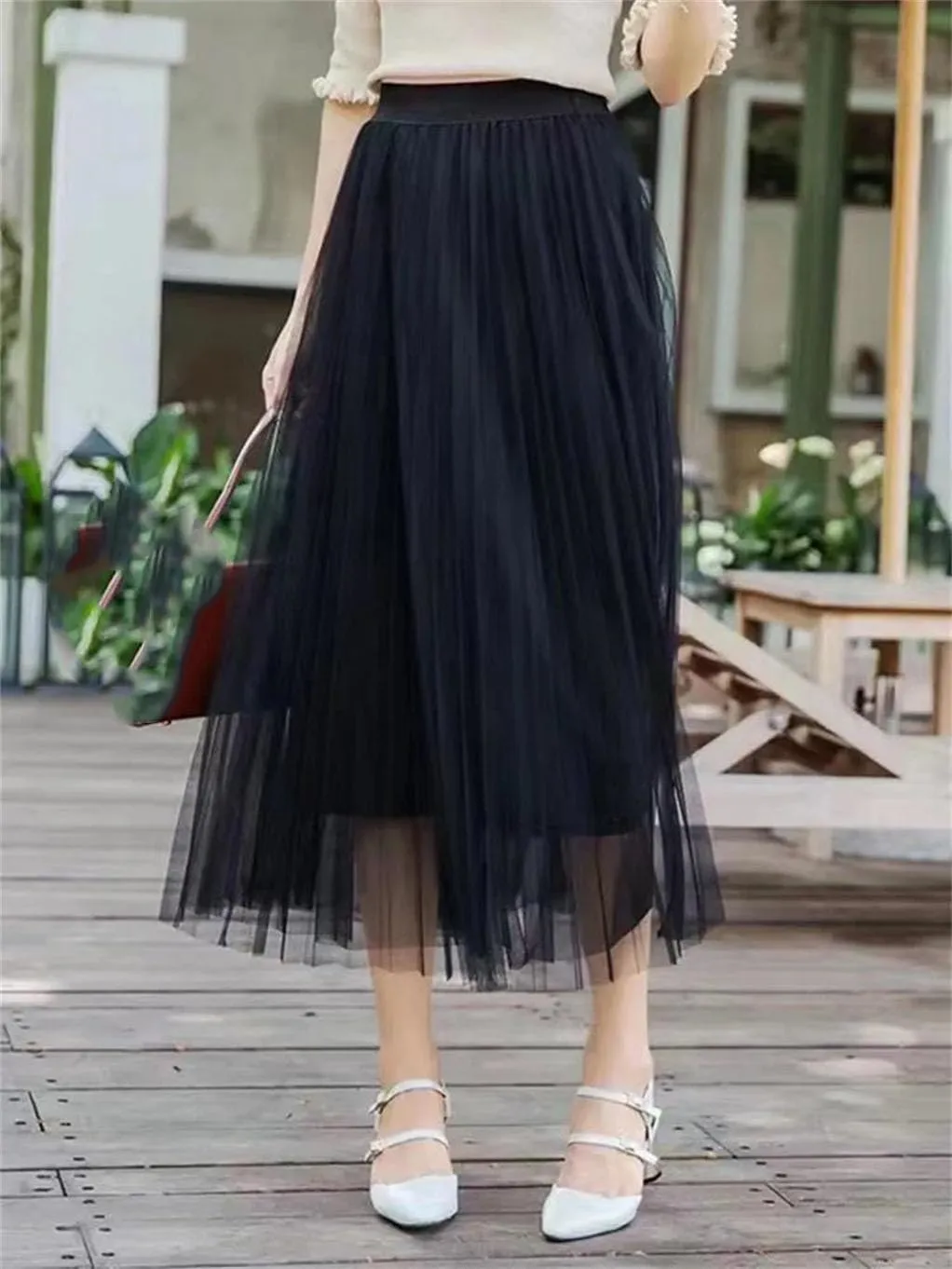 Women Tulle Skirt Mesh A Line Ladies Pleated Skirt High Waist Party Faldas