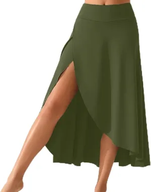 Women's Flowy Skirts Solid Color High Waist Temperament Elegant Slit Long Skirt Fashionable Slim Maxi Dresses, S-XL