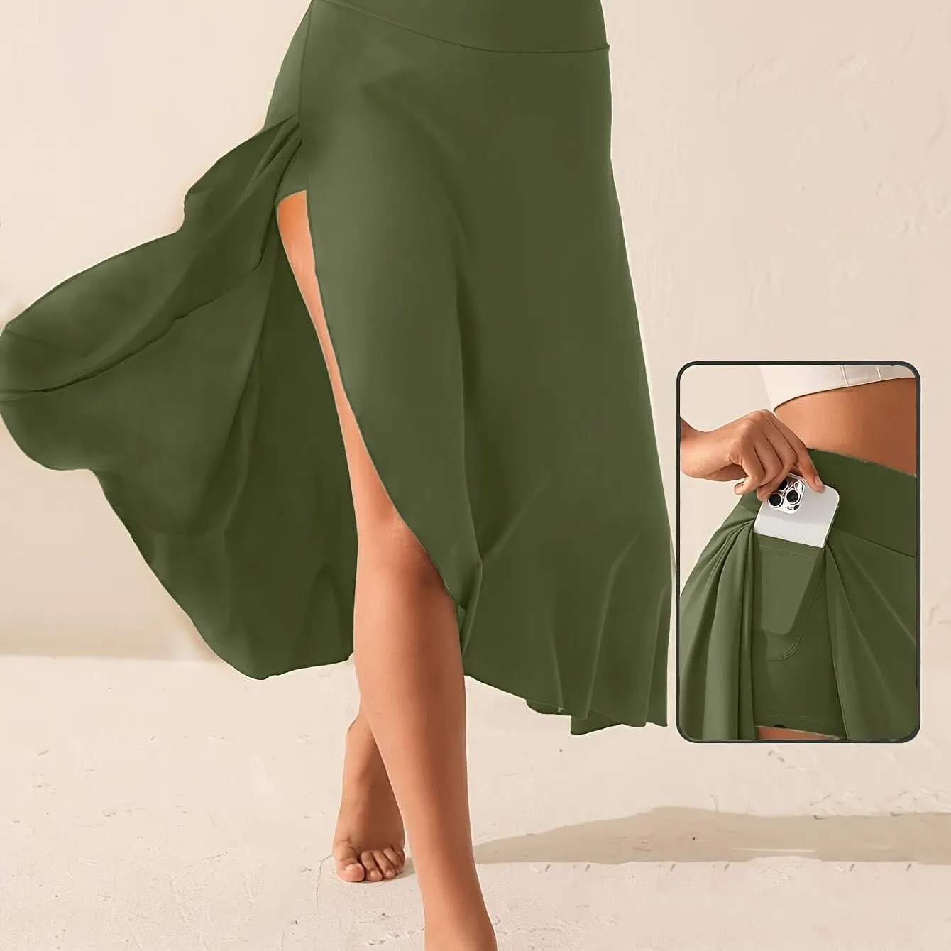 Women's Flowy Skirts Solid Color High Waist Temperament Elegant Slit Long Skirt Fashionable Slim Maxi Dresses, S-XL