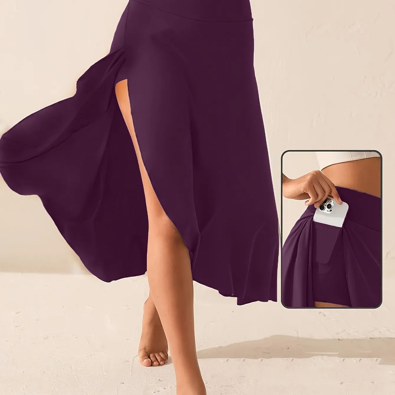 Women's Flowy Skirts Solid Color High Waist Temperament Elegant Slit Long Skirt Fashionable Slim Maxi Dresses, S-XL
