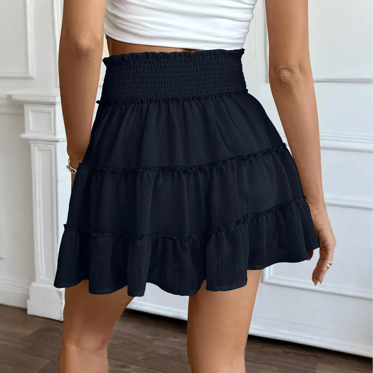 Women's Golf Skirts High Waist Ruffle Skirt Cute Flowy Casual Comfort Wrap Beach Pleated Skirt Sundresses, S-2XL