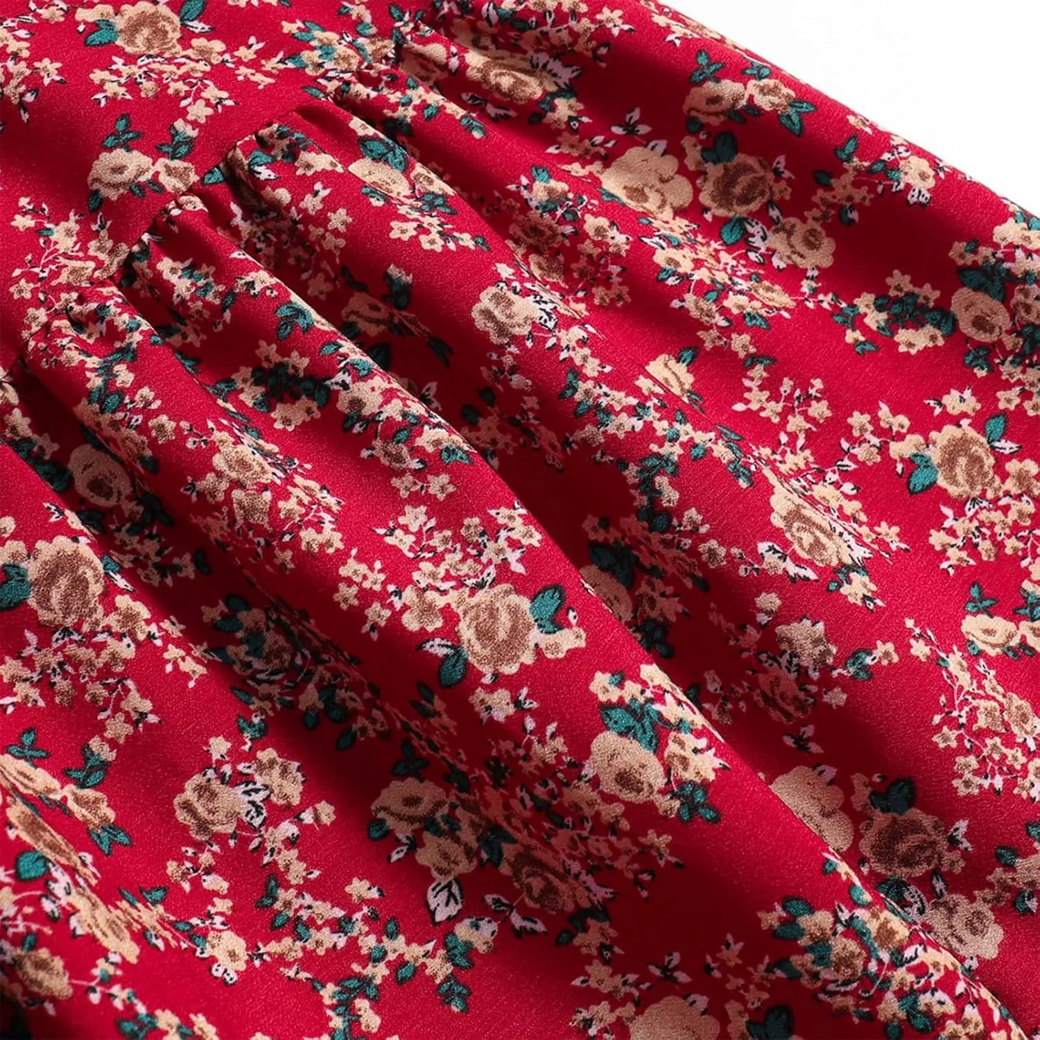 Women's Pleated Skirts Boho Floral Skirt Casual Elastic High Waist Maxi Skirts Flowy A Line Beach Skirt, S-XL