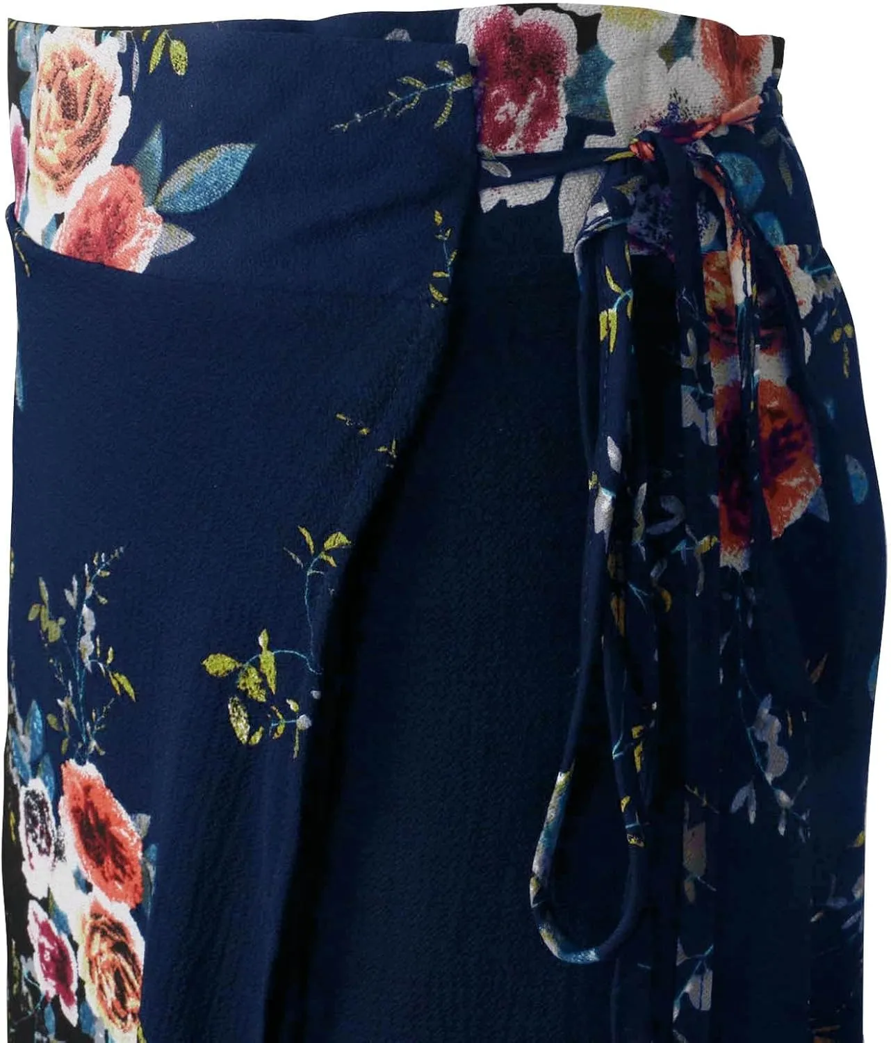 Womens Slit Skirt Floral Boho Long Skirts Tie Up Waist Summer Beach Wrap Cover Up Maxi Skirt Sexy Holiday Party Dresses